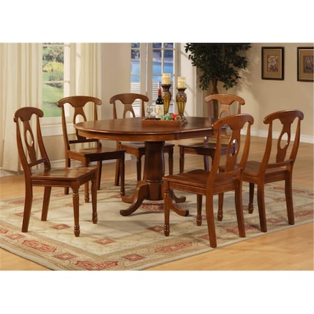 East West Furniture 7 Piece Dining Room Set-Oval Dining Table With Leaf and 6 Chairs, PK7 PONA7-SBR-W
